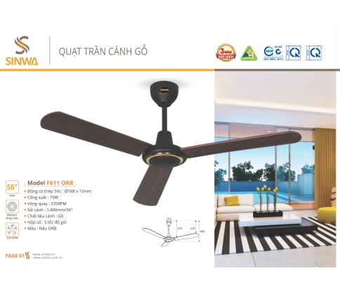 QUẠT TRẦN CÁNH GỖ
