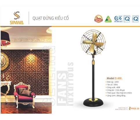 QUẠT ĐỨNG KIỂU CỐ D400