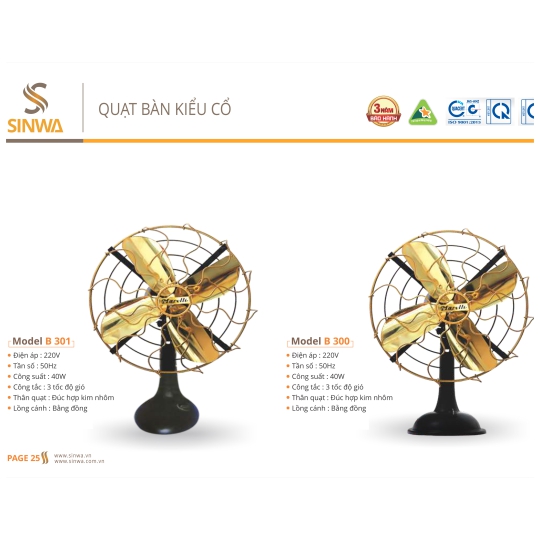 QUẠT BÀN KIỂU CỔ B300 VÀ B301